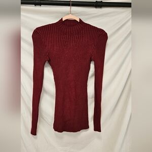 Elegant Burgundy Mock Neck Sweater